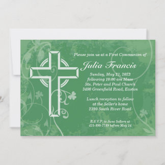 Ireland Cross First Communion Invitation