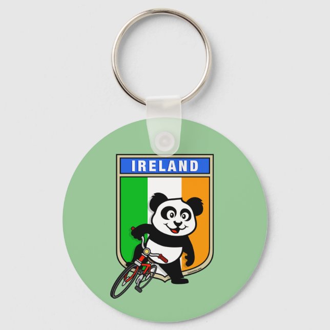 Ireland Cycling Panda Key Ring (Front)
