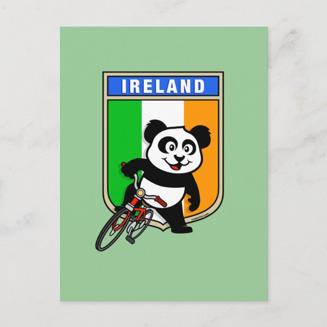 Ireland Cycling Panda Postcard (Front)