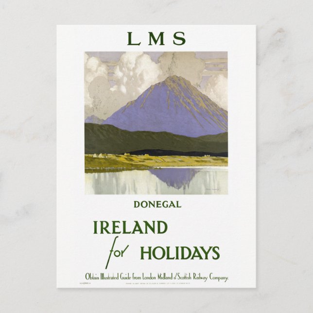 Ireland Donegal Restored Vintage Travel Poster Postcard (Front)