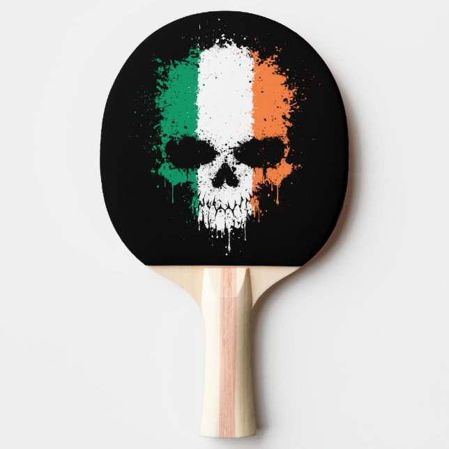 Ireland Dripping Splatter Skull Ping Pong Paddle (Front)