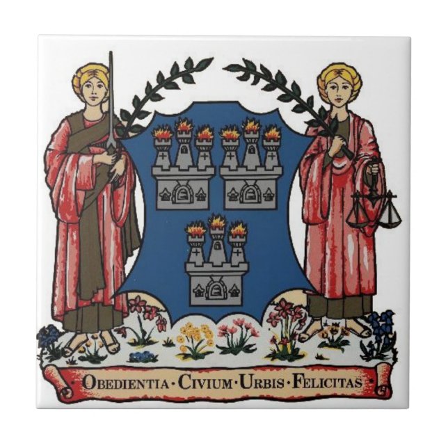 Ireland Dublin city antique civic crest Ceramic Tile (Front)