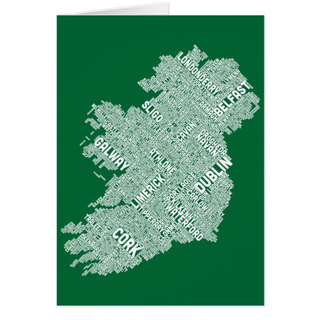 Ireland Eire City Text map (Front)