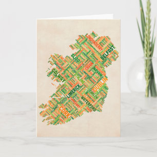 Ireland Eire City Text map Card