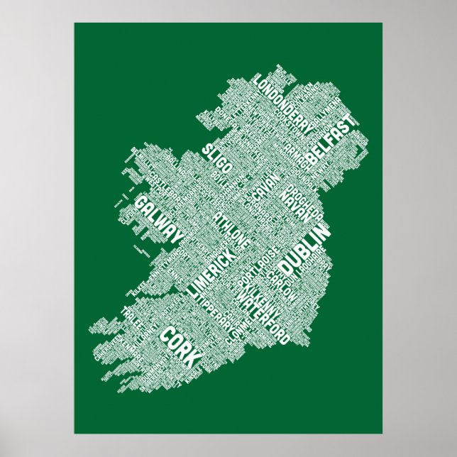 Ireland Eire City Text map Poster (Front)