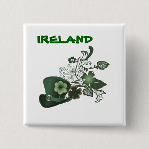 Ireland Elegant Shamrock Hat 15 Cm Square Badge