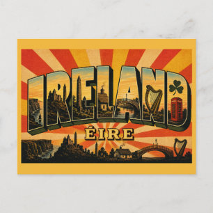 Ireland Emerald Isle Vintage Travel Art Postcard