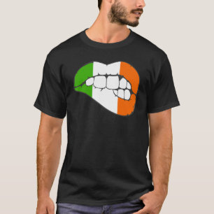 Ireland Flag Biting Lips Funny St Patrick's Day Ho T-Shirt