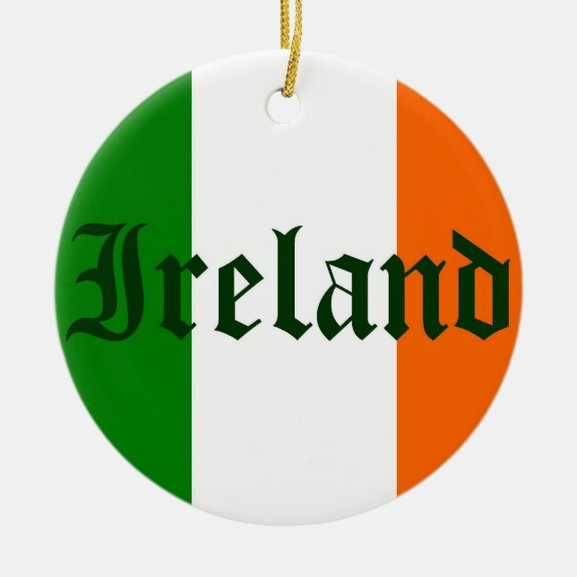 Ireland Flag Ceramic Tree Decoration (Front)