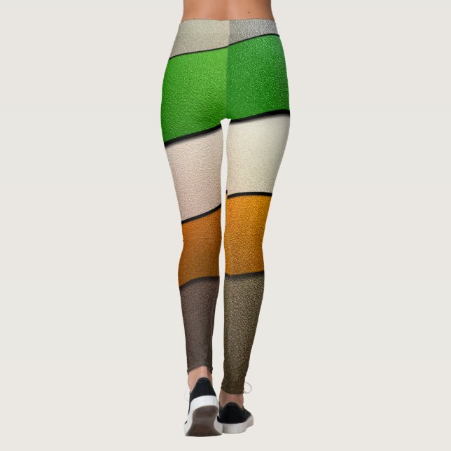 Ireland Flag Colours-Chrome by Shirley Taylor Leggings (Back)