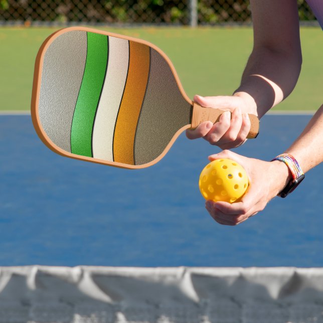 Ireland Flag Colours-Chrome by Shirley Taylor Pickleball Paddle (Insitu)