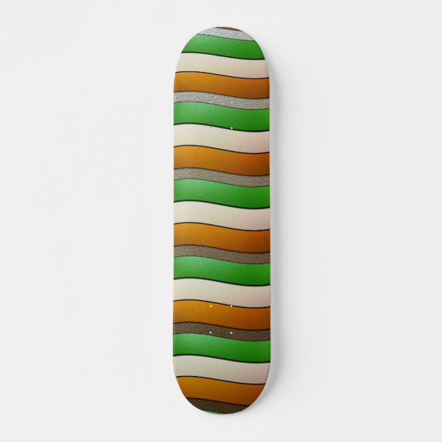 Ireland Flag Colours-Chrome by Shirley Taylor Skateboard (Front)