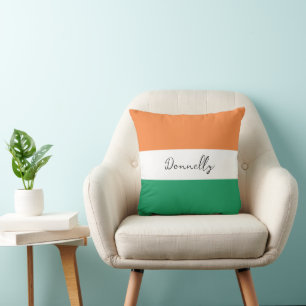 Ireland Flag Colours Irish Surname Name Custom Cushion