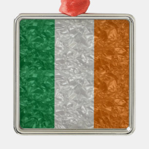 Ireland Flag - Crinkled Metal Tree Decoration