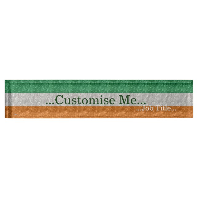 Ireland Flag - Crinkled Nameplate (Front)