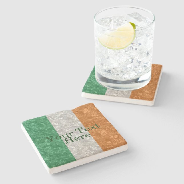 Ireland Flag - Crinkled Stone Coaster (Side)