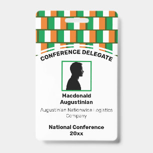 IRELAND FLAG Customised Logo Photo ID Name Badge