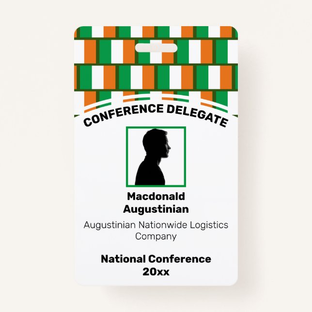 IRELAND FLAG Customised Logo Photo ID Name ID Badge (Front)