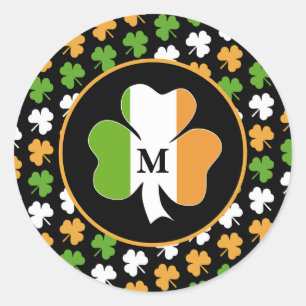 Ireland flag from shamrocks classic round sticker