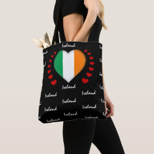 Ireland Flag & Heart Irish Flag fashion /sport Tote Bag