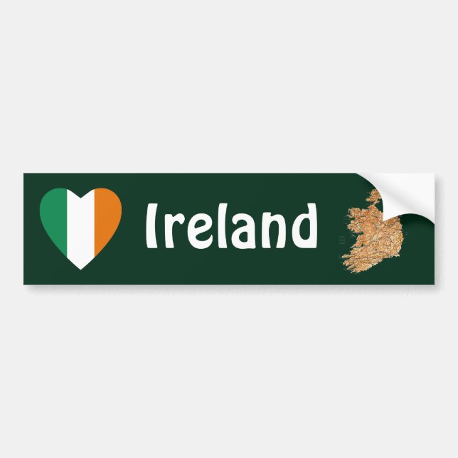 Ireland Flag Heart + Map Bumper Sticker (Front)