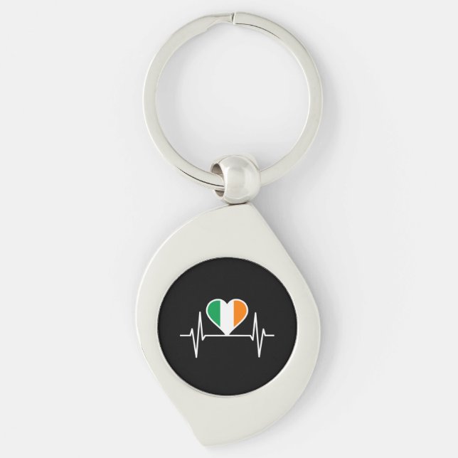 Ireland Flag Heartbeat Key Ring (Front)
