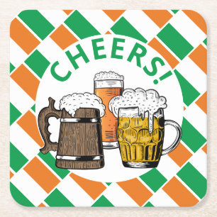 IRELAND FLAG Irish Beer Square Paper Coaster