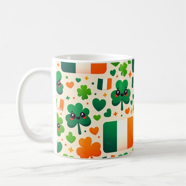 Ireland Flag Irish Shamrock Celtic St Patricks Day Coffee Mug (Left)
