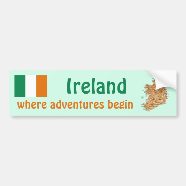Ireland Flag + Map Bumper Sticker (Front)