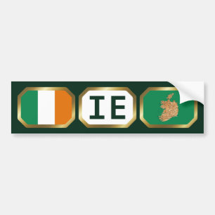 Ireland Flag Map Code Bumper Sticker