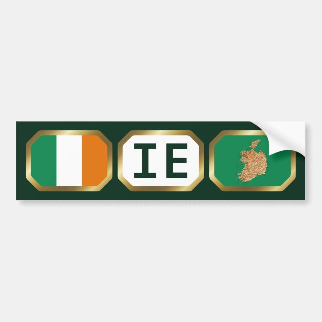 Ireland Flag Map Code Bumper Sticker (Front)
