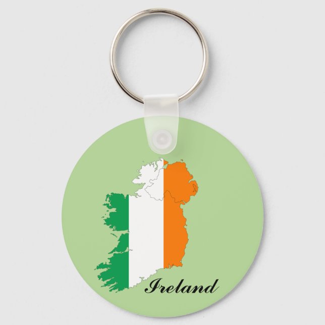 Ireland Flag Map Key Ring (Front)