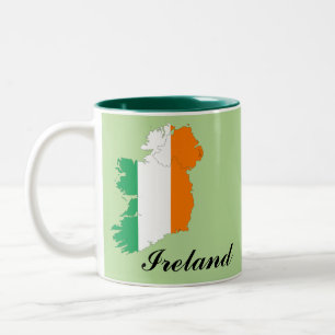Ireland Flag Map Two-Tone Coffee Mug