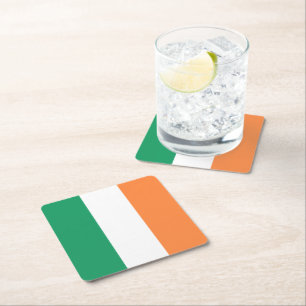 Ireland flag modern Saint Patrick's Day party Square Paper Coaster