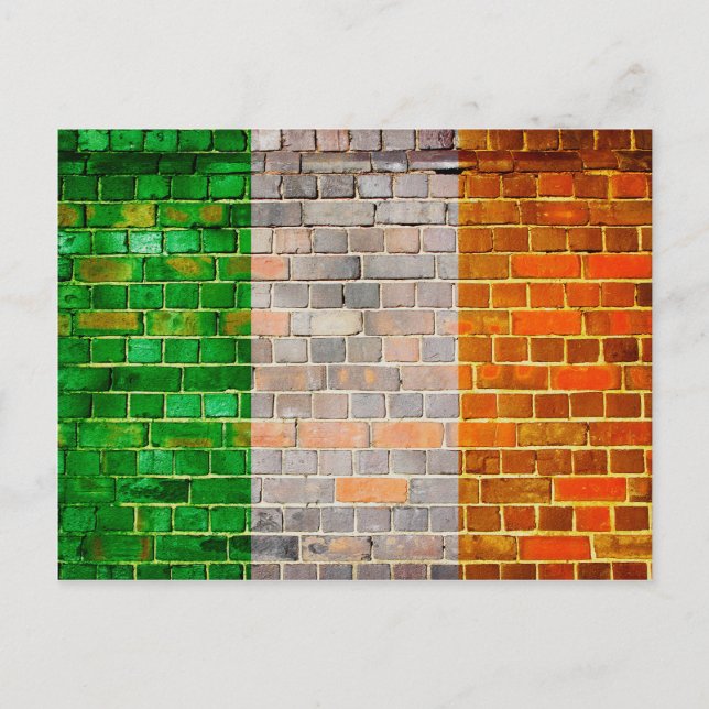 Ireland flag on a brick wall postcard (Front)