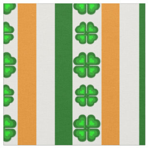 Ireland flag/Orange, white and green, shamrocks Fabric
