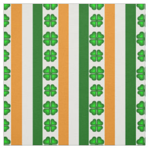 Ireland flag/Orange, white and green, shamrocks Fabric