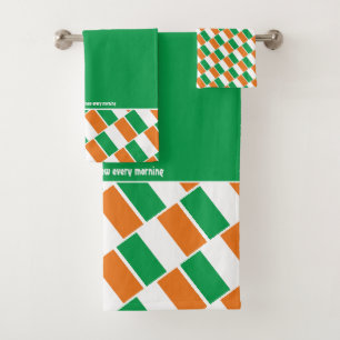 IRELAND FLAG Personalised Scripture GREEN Bath Towel Set