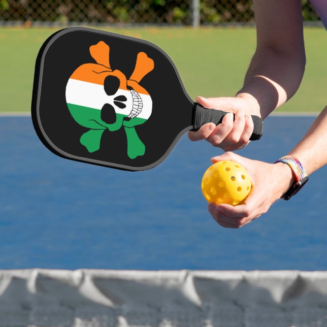 Ireland Flag Skull And Crossbones Pickleball Paddle (Insitu)
