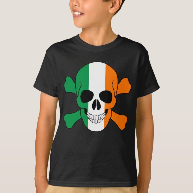Ireland Flag Skull And Crossbones Shirt (Front)