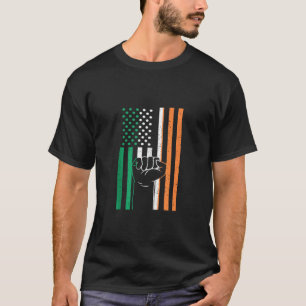 Ireland Flag USA America Handfist Irish Pride Iris T-Shirt