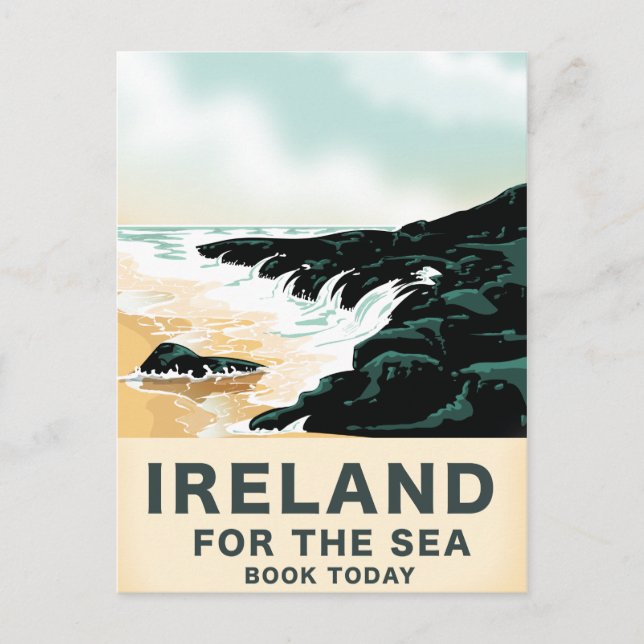 Ireland "For the Sea" Nautical travel poster Postcard (Front)