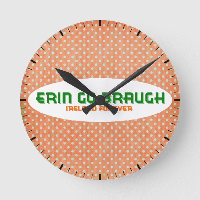 Ireland Forever Polka Dots Round Clock (Front)