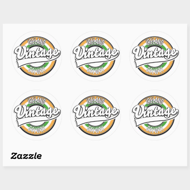 ireland Galway vintage logo Classic Round Sticker (Sheet)
