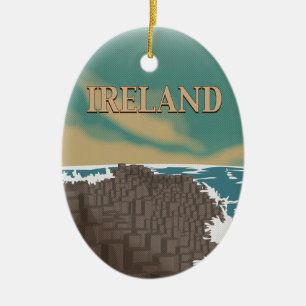 Ireland Giants Causeway Travel Poster Ceramic Ornament