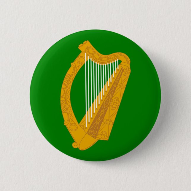 ireland green harp flag irish 6 cm round badge (Front)