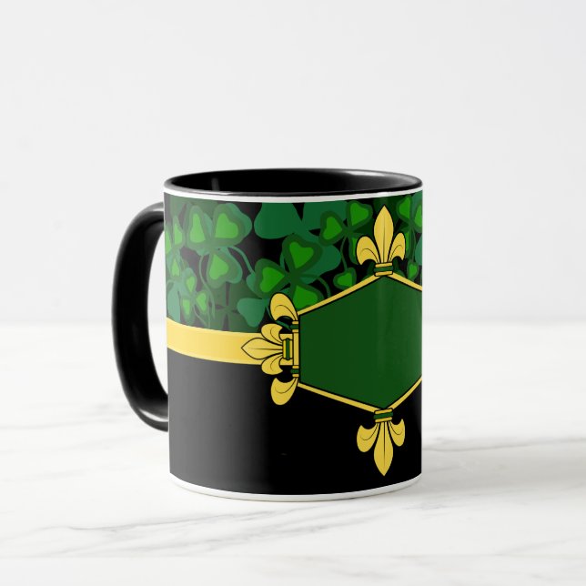 Ireland green shamrocks, add monogram/initials 5 mug (Front Left)