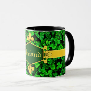 Ireland green shamrocks, Customise with name 10 Mug