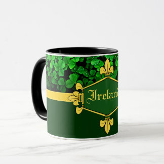 Ireland green shamrocks, Customise with name 5 Mug