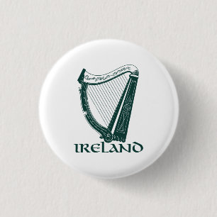 Ireland Harp Design, Irish Harp 3 Cm Round Badge